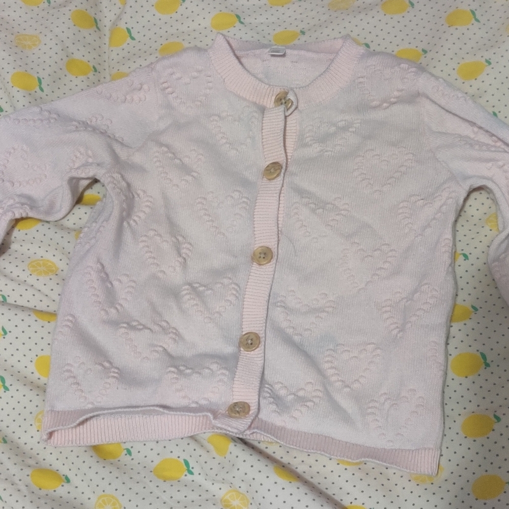 Rock A Bye Baby Boutique Size 6-12 Months Light Pink Cardigan With Hearts